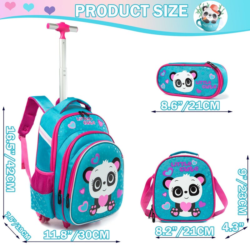 Meetbelify Girls Rolling Backpack with Wheels for School - Wheeled Trolley Backpack - Image 2